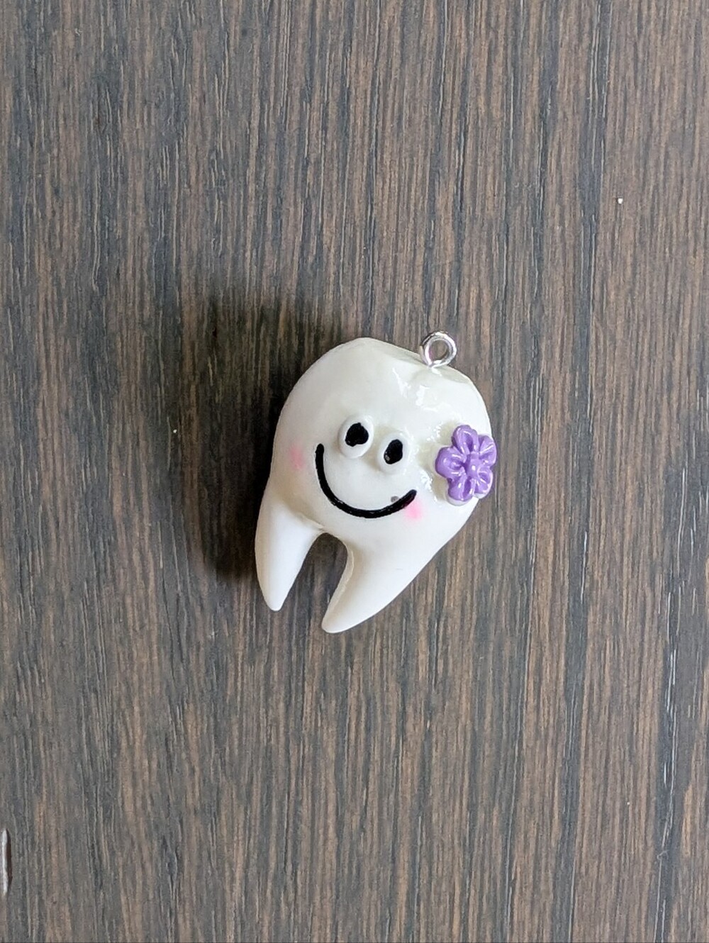 Cute Happy Tooth Charm Pendant Mini Figurine Keychain Craft Supply 1.25"